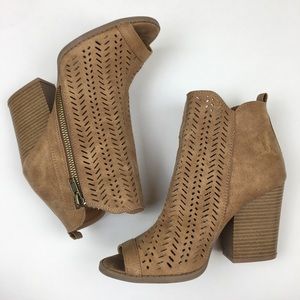 Altar’d State Tan Peep-Toe Booties Size 7.5